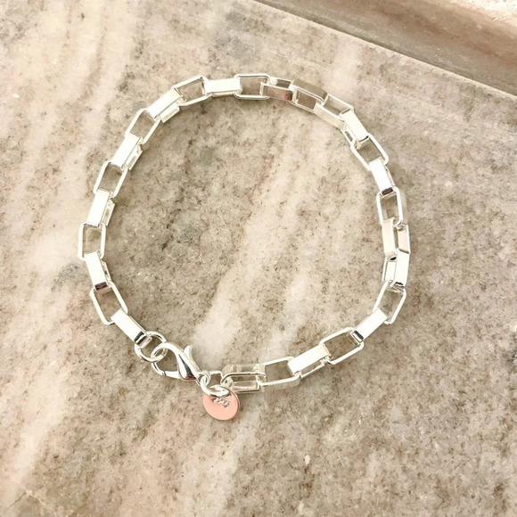 925 Sterling Silver Box Chain Bracelet Link Bracelet 8 inch Bracelet - Picture 2 of 3